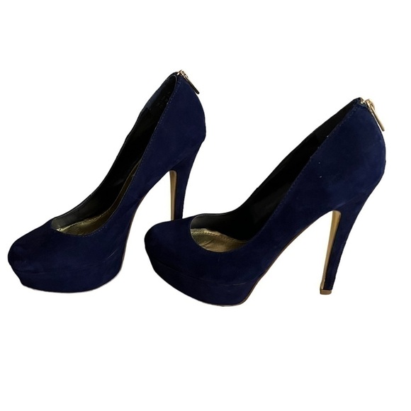 𝅺ALDO Women’s Platform Blue Suede Heels Size 7.5 - Picture 3 of 14